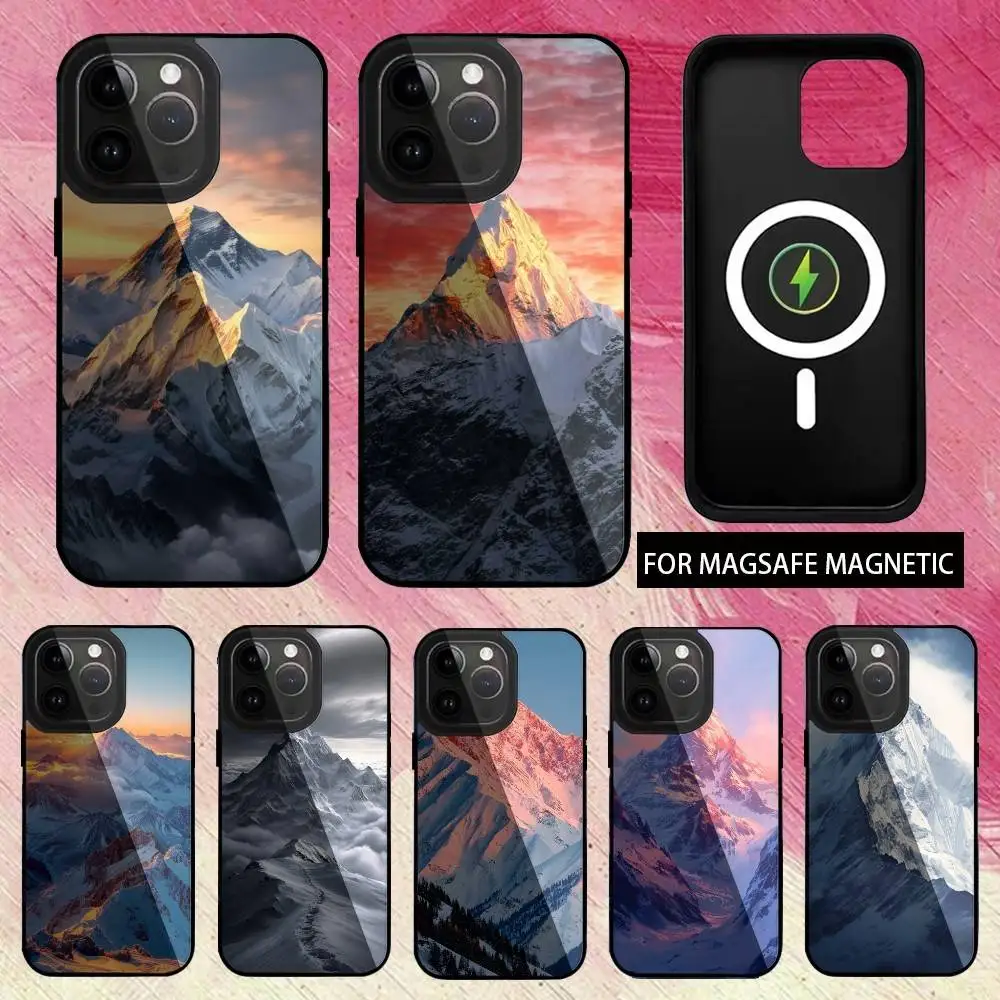 

Snow M-Mountain12 Scenery Phone Case For iPhone17,16,15,14,13,12,11 Plus,Pro Max Magnetic For Magsafe Wireless Charging