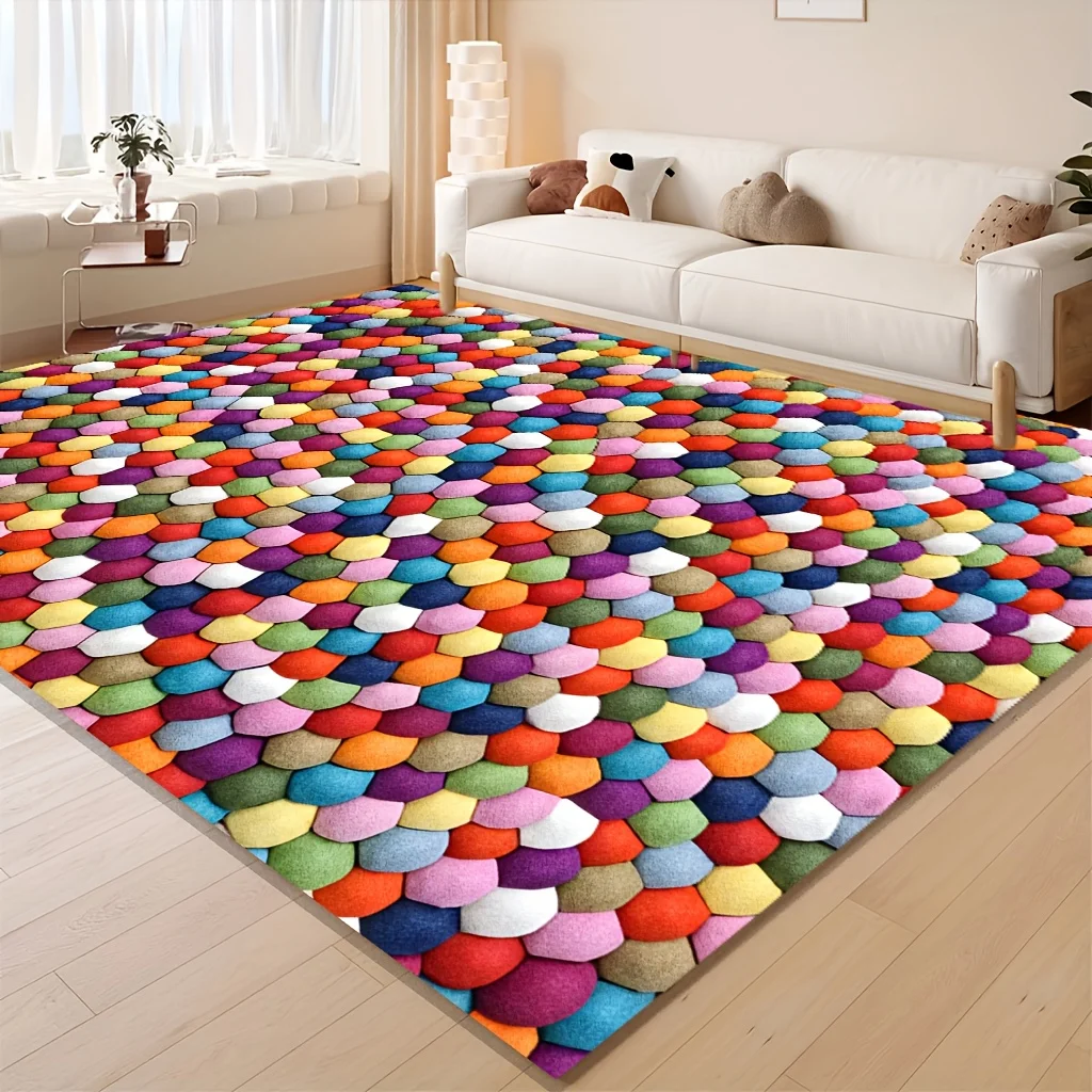 1pc Colorful Hexagon Pattern Area Rug, Washable, Non Slip, Comfortable And Durable, Versatile Home Decor, Perfect for Bedroom