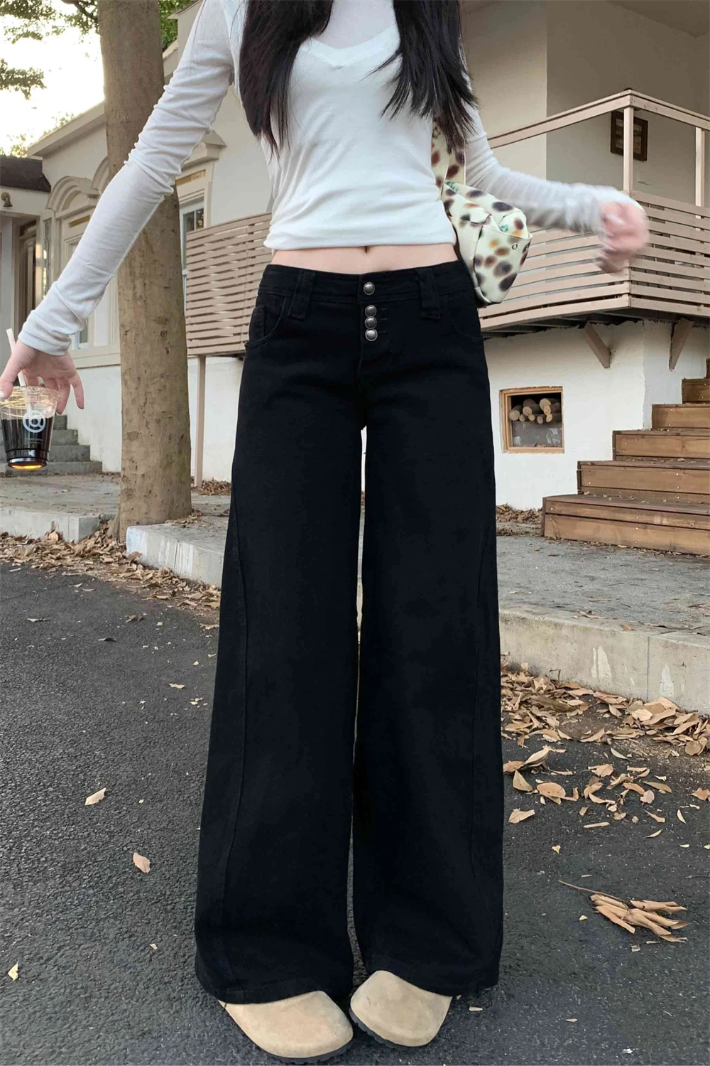 Women's Baggy Low Rise Jeans Y2k Japanese Streetwear American