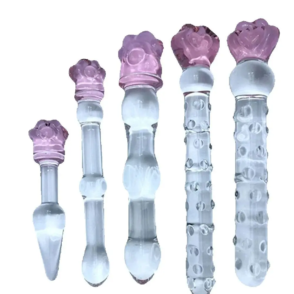Rose Top Glass Adult Toy Set - Body-Safe Borosilicate Glass Pleasure Toys with Textured Designs for Beginners to Advanced Users