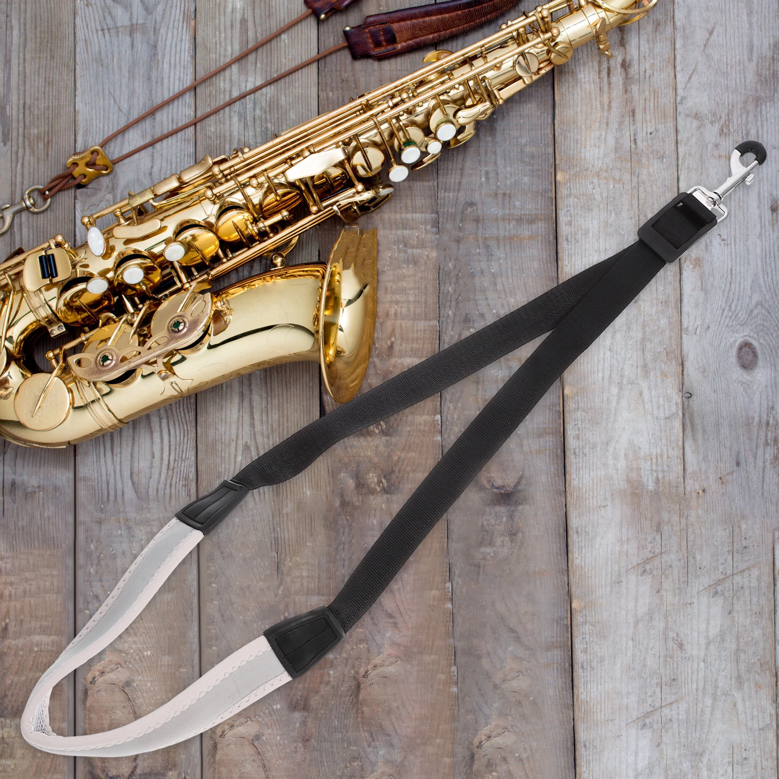 

Saxophone Neck Strap Adjustable Tenor Alto Harness Grey For Saxophone Strap Durable Metal Hook Easy Use Musical Instruments