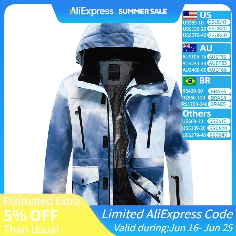 

Man Women New 2025 Ski Jacket Hooded Warm Skiiing Wear Mountian Windproof Snowaboard Tracksuit Clothes Outdoor Sport Snow Coats