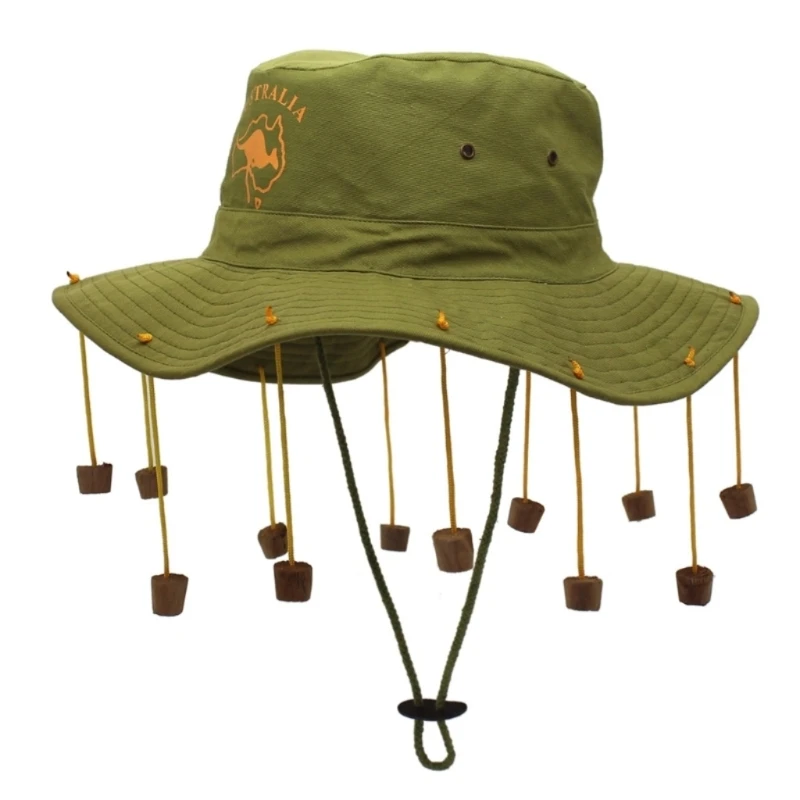 

Ethnic Australian Hat with Corks for Women Man Aussie Hunter Hat Outdoor Activity Sun Hat X4YC