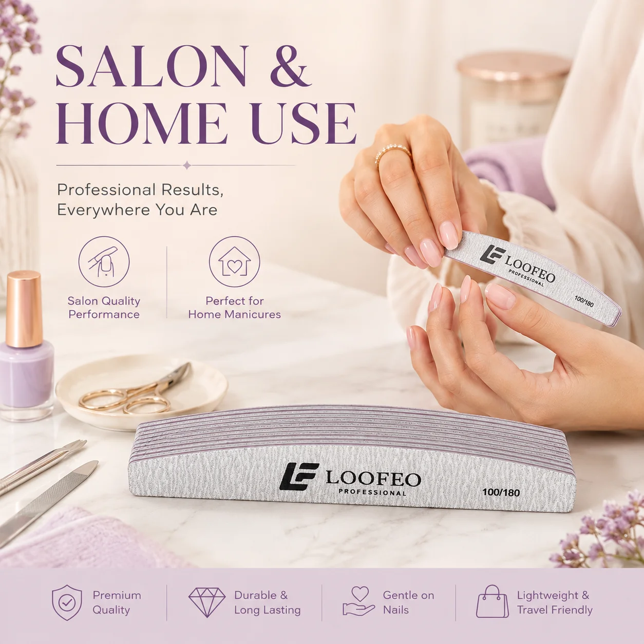 10 teile/los Nagel feilen puffer 100/180 Körnung Halbmond Doppelseite Sandpapier Nagels chleifen Schleif gel Nagellack Nagel Maniküre Werkzeug – Detail 5
