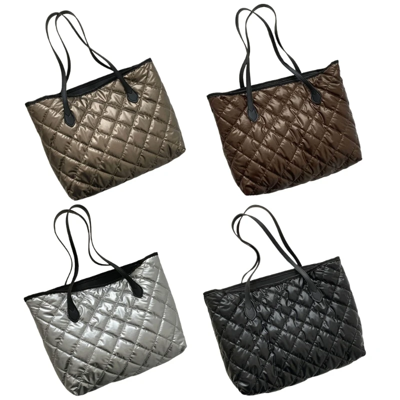 

Elegant Top Handle Bag Quilt Shoulder Bags Spacious Female Shopping Satchel