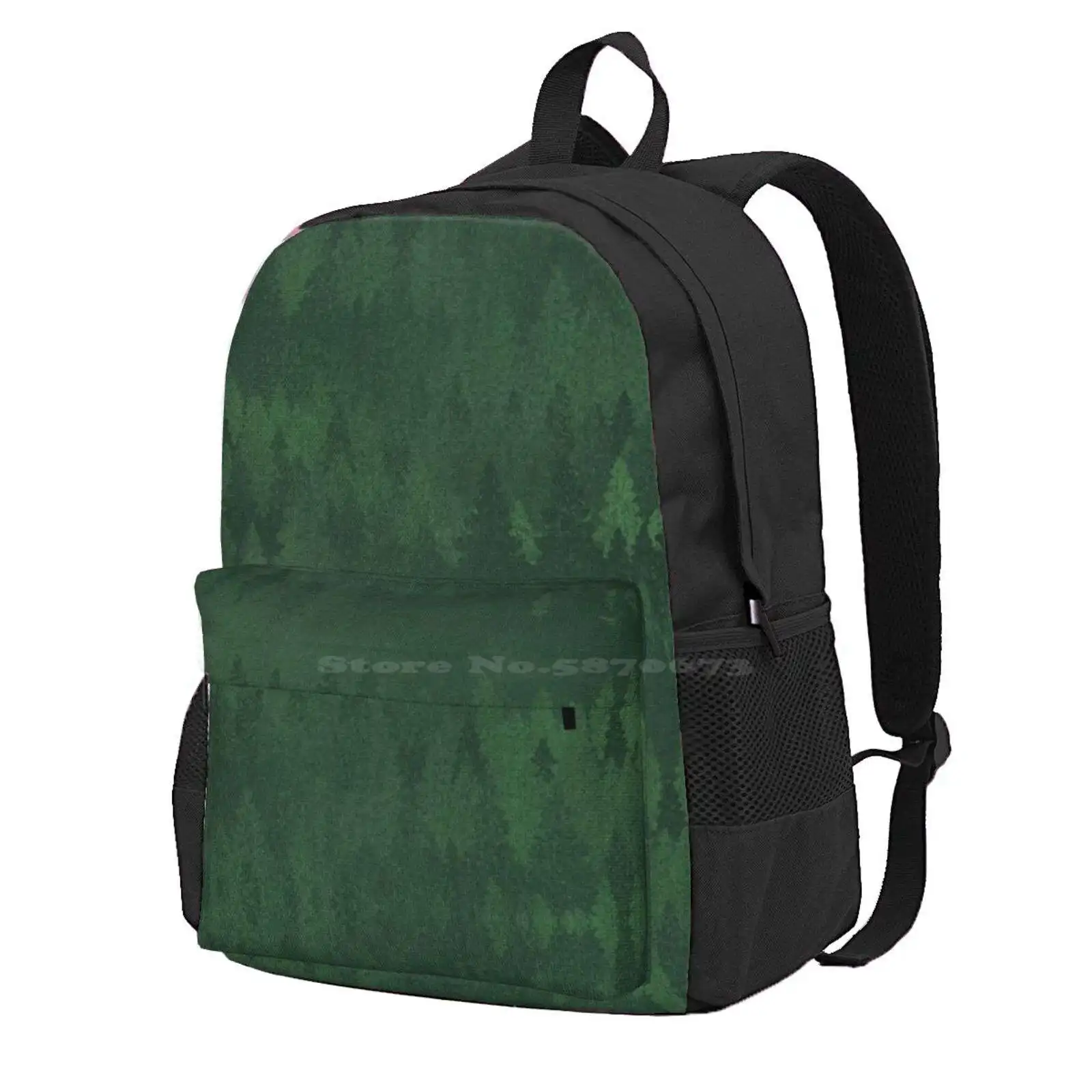 Tree Line Hot Sale Schoolbag Backpack Fashion Bags Trees Forest Pine Evergreen Nature Abstract Pattern Wanderlust Explore