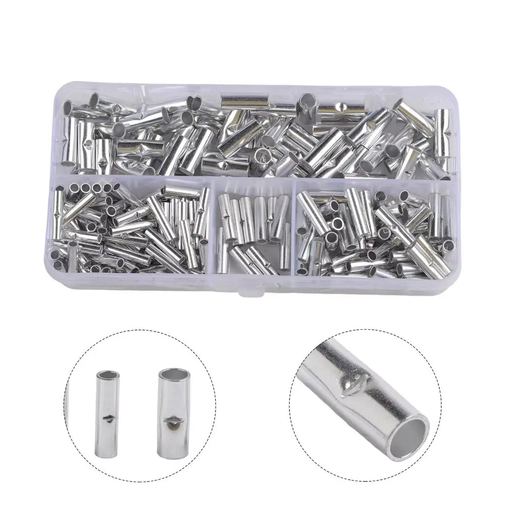200Pcs Compression Design Non-insulated Butt Connectors Tight Connections AWG12-10 18-14 22-18 BN Copper Wire Connectors