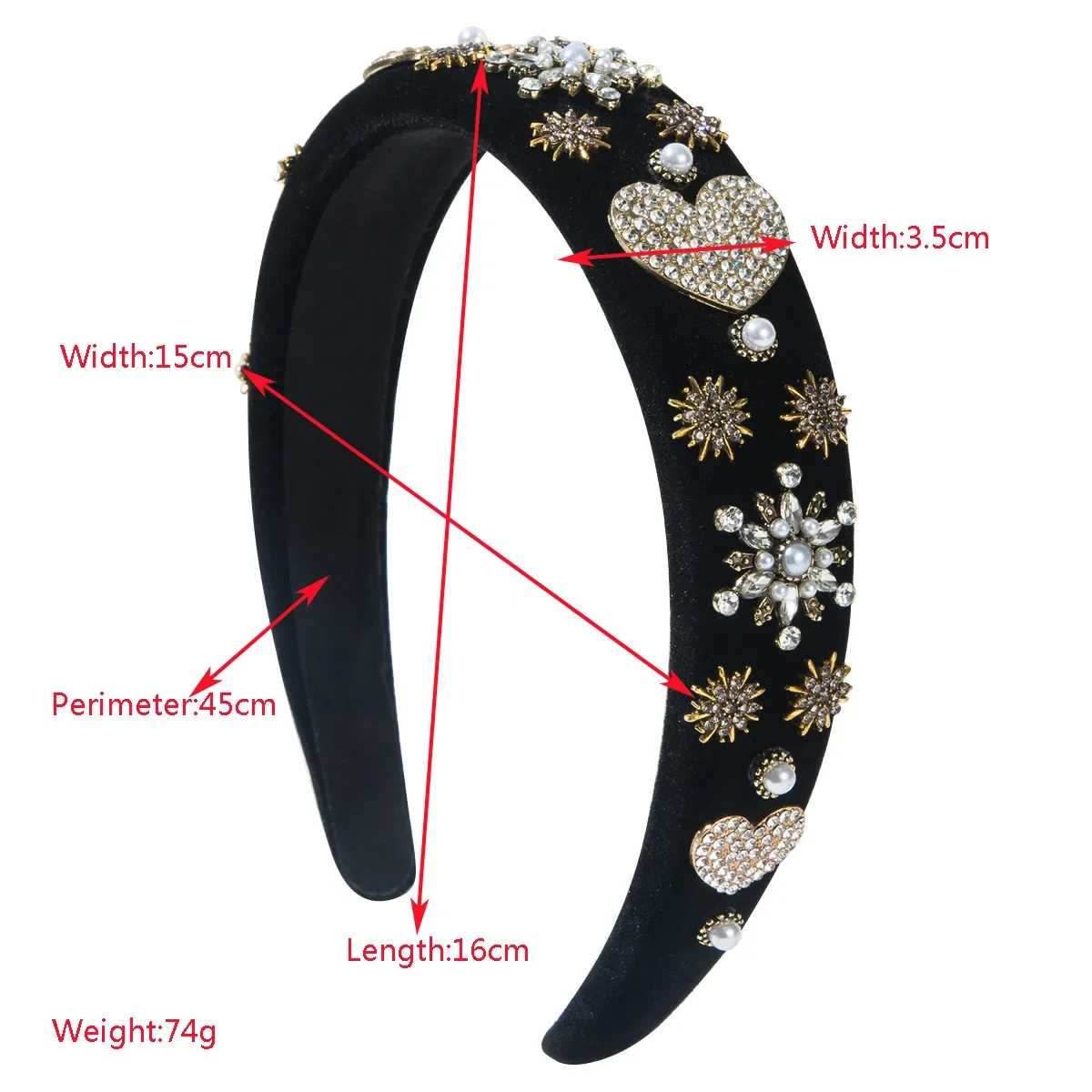 New flannel Valentine's Day diamond-encrusted pearl snowflake love headband exquisite high-end fashion dating hair accessories