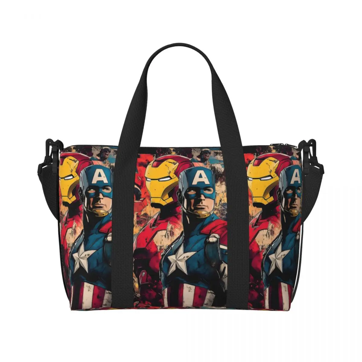 

Custom Captain America Comics Design Beach Tote Bag for Women Anime Cartoon Large Compartment Beach Gym Travel Bags