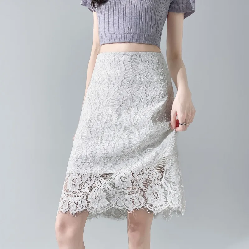 Classic Lace Bodycon Women Skirt High Waist Tassel Slim A Line Mini For Party Office Chic Trendy Summer