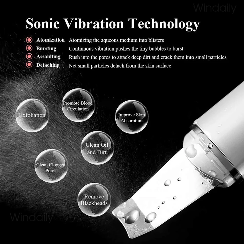 Ultrasonic Skin Scrubber Vibrating Spatula Blackhead Removal Shovel Cleaning Cavitation Peeling Facial Lifting Skin Care Tool