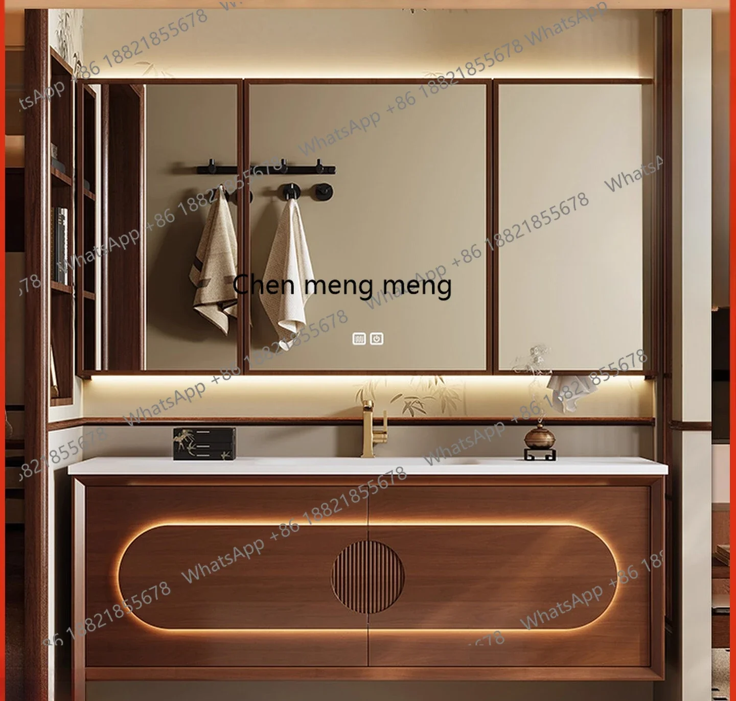 

X New Chinese oak bathroom cabinet combination, toilet washbasin