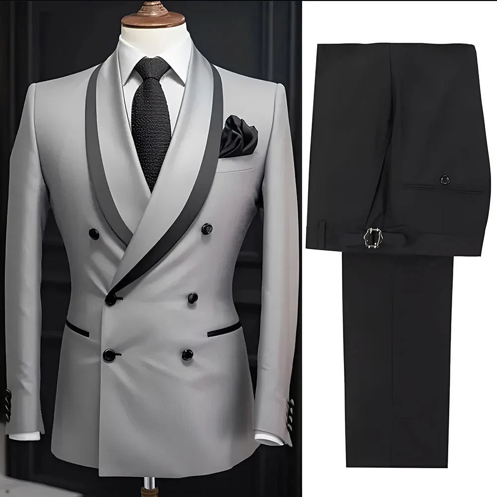 

Men Suit Slim Fit Shawl Lapel Formal Wedding Groom Party Casual Outfits 2 Piece Formal Men's Blazer Pants Tuxedo