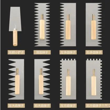 

7pcs/set Multi-standard toothed trowel sawtooth trowel tile High quality steel wooden handle trowel bricklayer construction tool