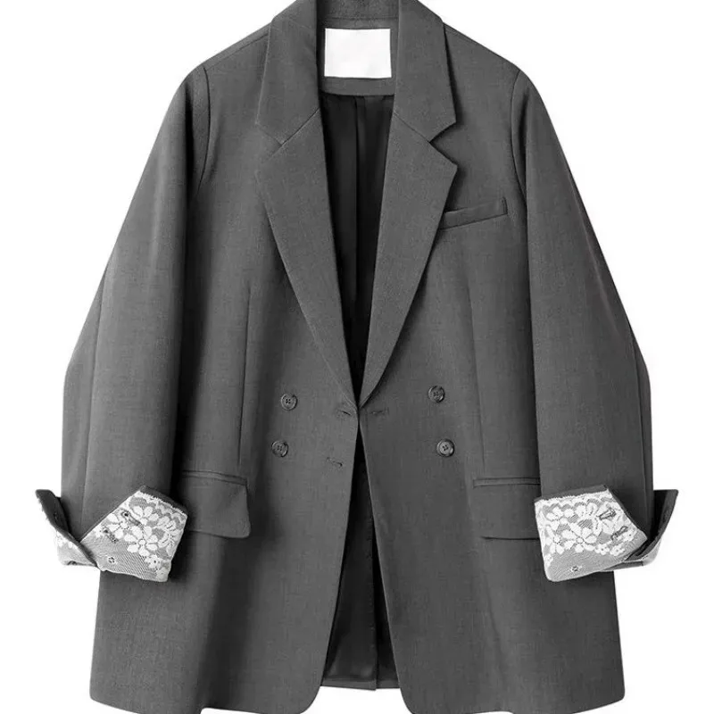 

Женский повседневный блейзер больших размеров, свободный двубортный жакет, тренд сезона