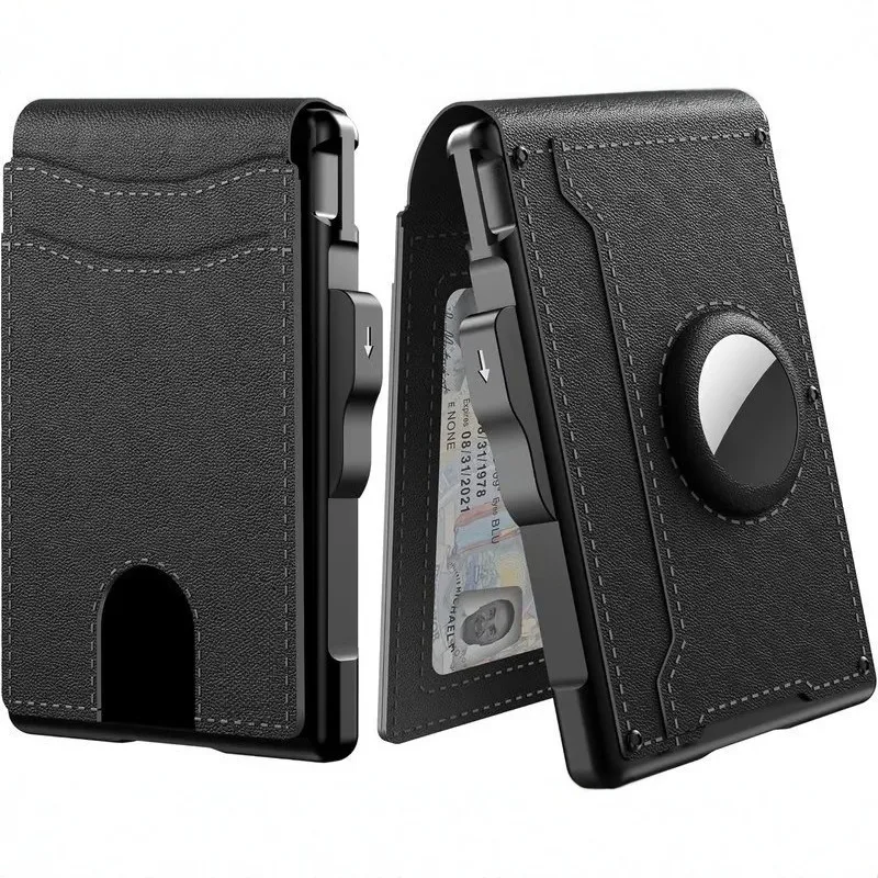 Wallet for Men Large Capacity Card Holder with Multiple Card Slots Flip Design Carbon Fiber Metal Card Case Durable Slim Purse
