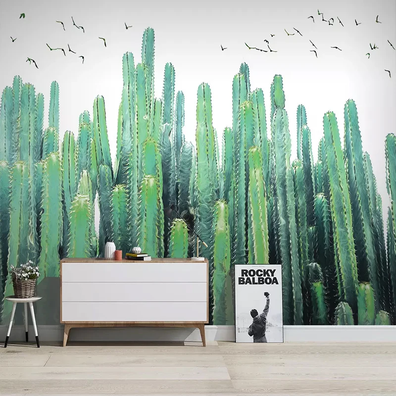 

Customized Wallpaper 3D Hand-painted Tropical Cactus Plants Bedroom Dining Room Home Mural Living room sofa TV background wall
