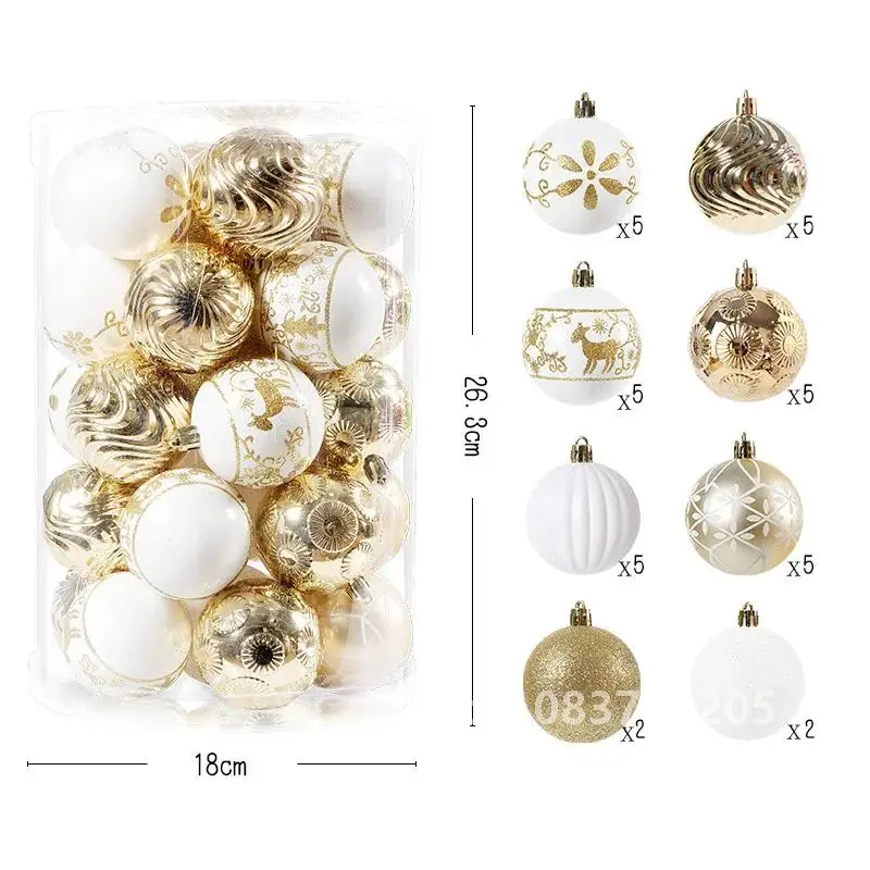 

34pcs Christmas Ball Ornaments 6cm Black Gold White Baubles Christmas Tree Hanging Decoration for Navidad Noel Xmas Party 2025