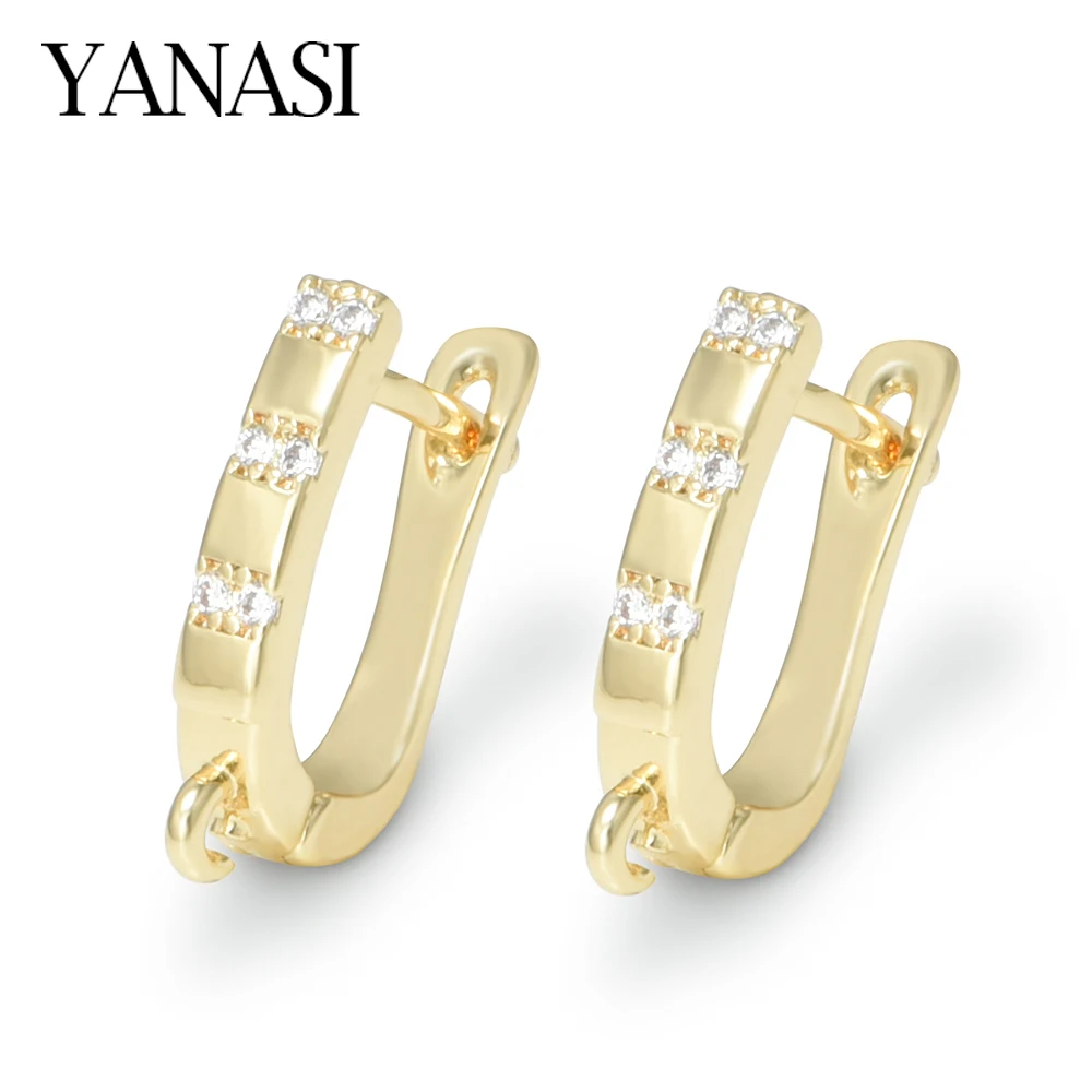 1 زوج أقراط خطاف نحاسي مع اكسسوارات الزركون DIY بها بنفسك مستلزمات صناعة المجوهرات هيبوالرجينيك 18K الذهب/الروديوم مطلي