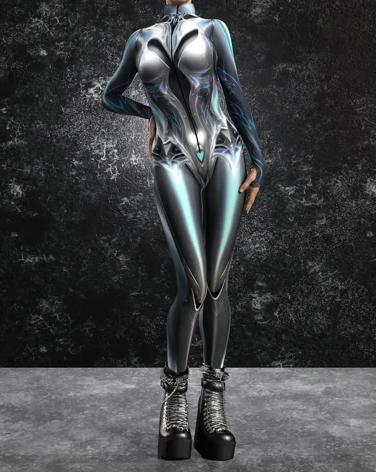 بدلة نسائية غامضة من الشيطان الداكن بدلة الهالوين كرنفال التأثيرية Y2k Goth Cyberpunk بدلة درع ميكانيكية زي البخار