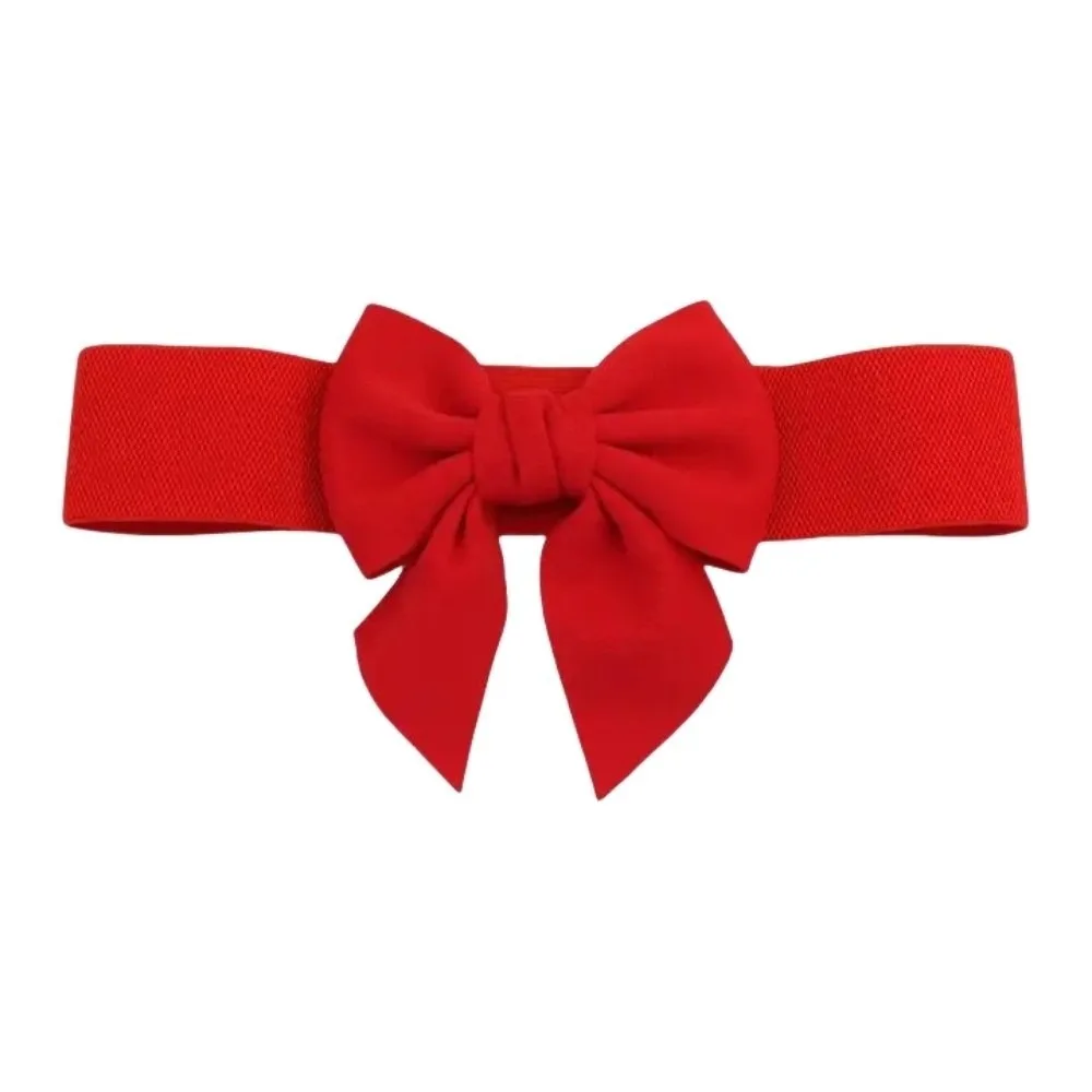 

Vintage Elastic Large Bow Belt Cloth Soft Wide Waistband Elegant Sweet Evening Dress Belt Party