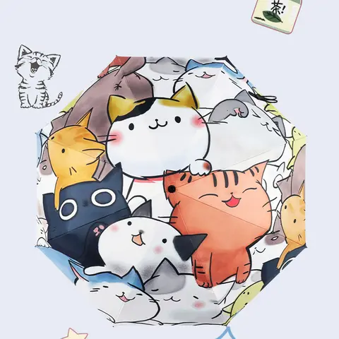 महिलाओं के लिए स्वचालित छाता कार्टून बिल्ली का पंजा स्वचालित तह यात्रा छाता काला कोटिंग सनस्क्रीन लड़कियों के लिए बच्चों का छाता पैरागुआ 8 best sales बच्चों का छाता - №5