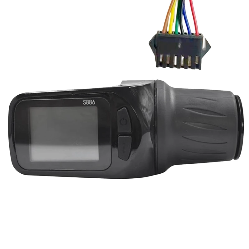 1 Piece 24V 36V 48V 60V S886 Ebike LCD Display Panel Adjust + Twist Throttle Fit For Electric Scooter Bicycle (SM Plug 6PIN)