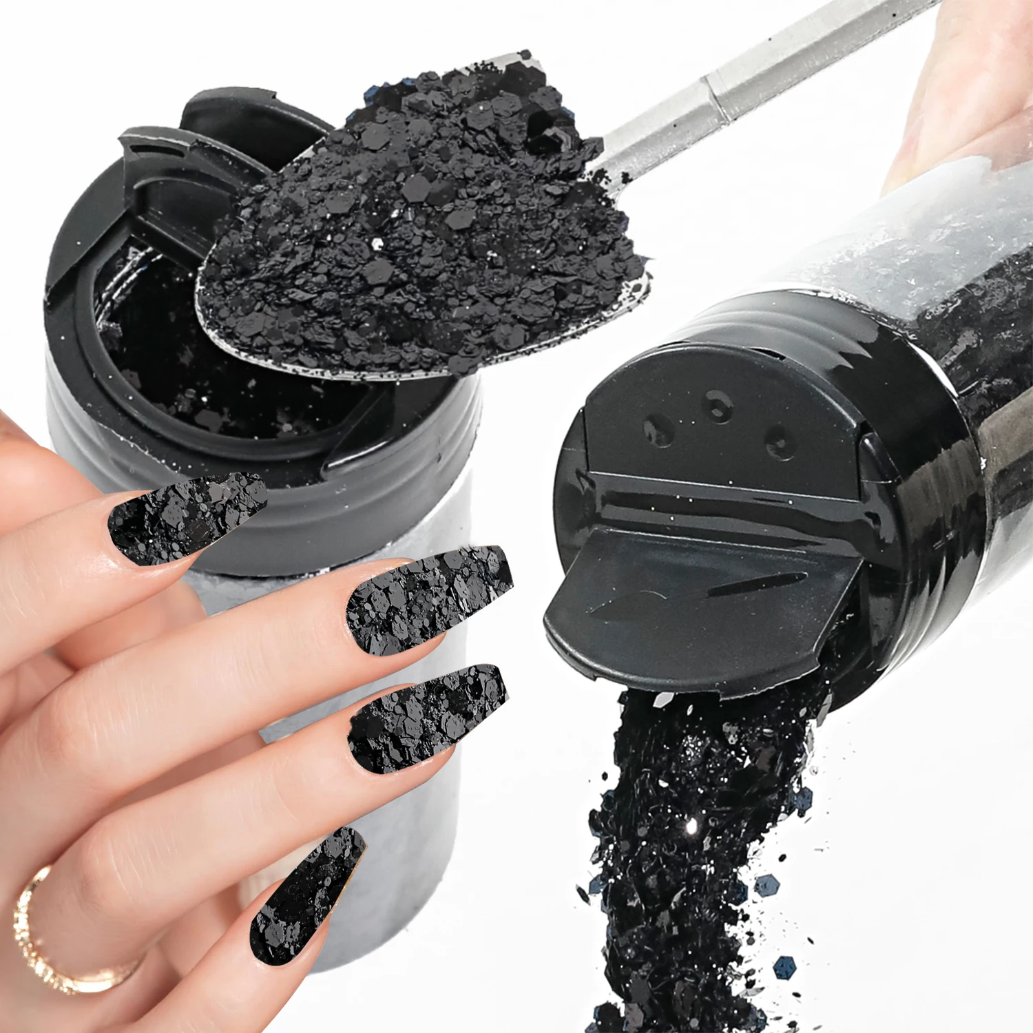 80 g Metallic-Mix, klobiger Glitzer, Bastel-Glitzerpulver, gemischte, klobige, feine, schillernde Nagel-Pailletten für Nägel, Festival-Dekoration – Detail 14