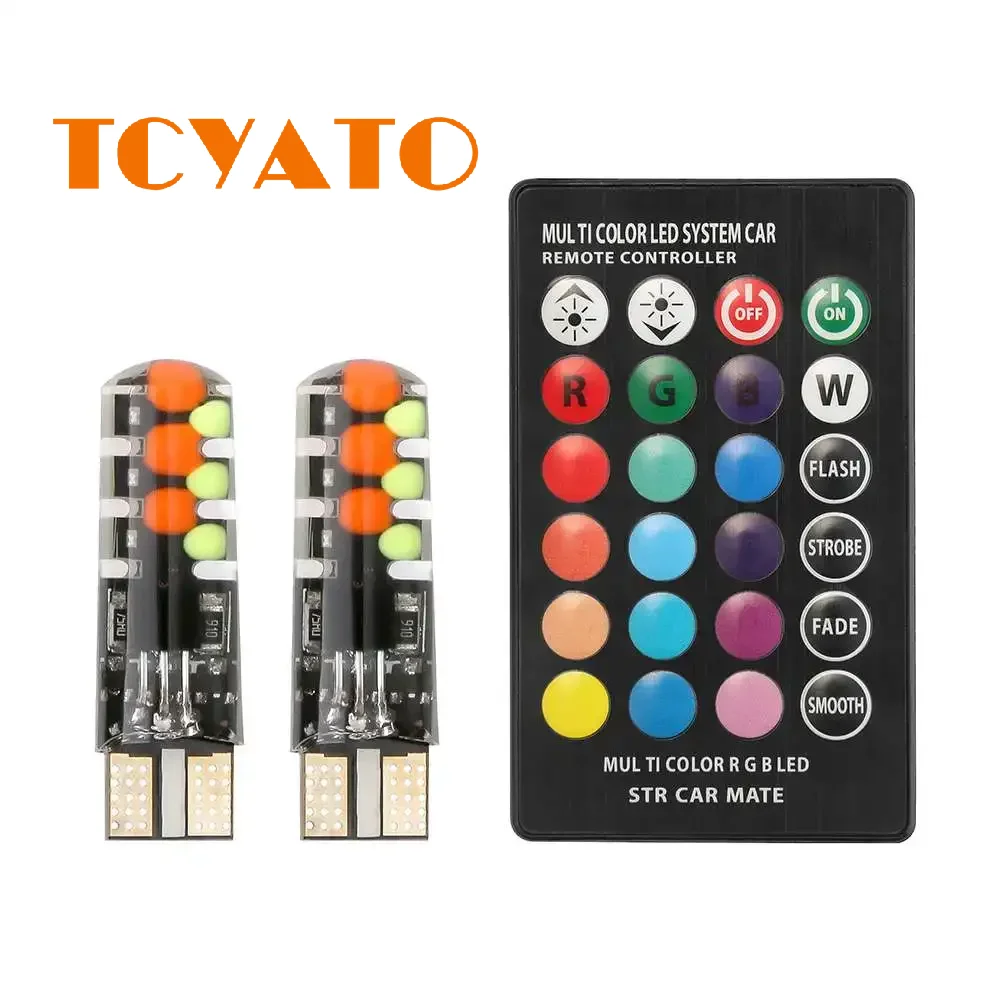 

T10 w5w RGB LED 12SMD COB Multicolor canbus With Remote Control Wedge Reading Lights Flash/Strobe