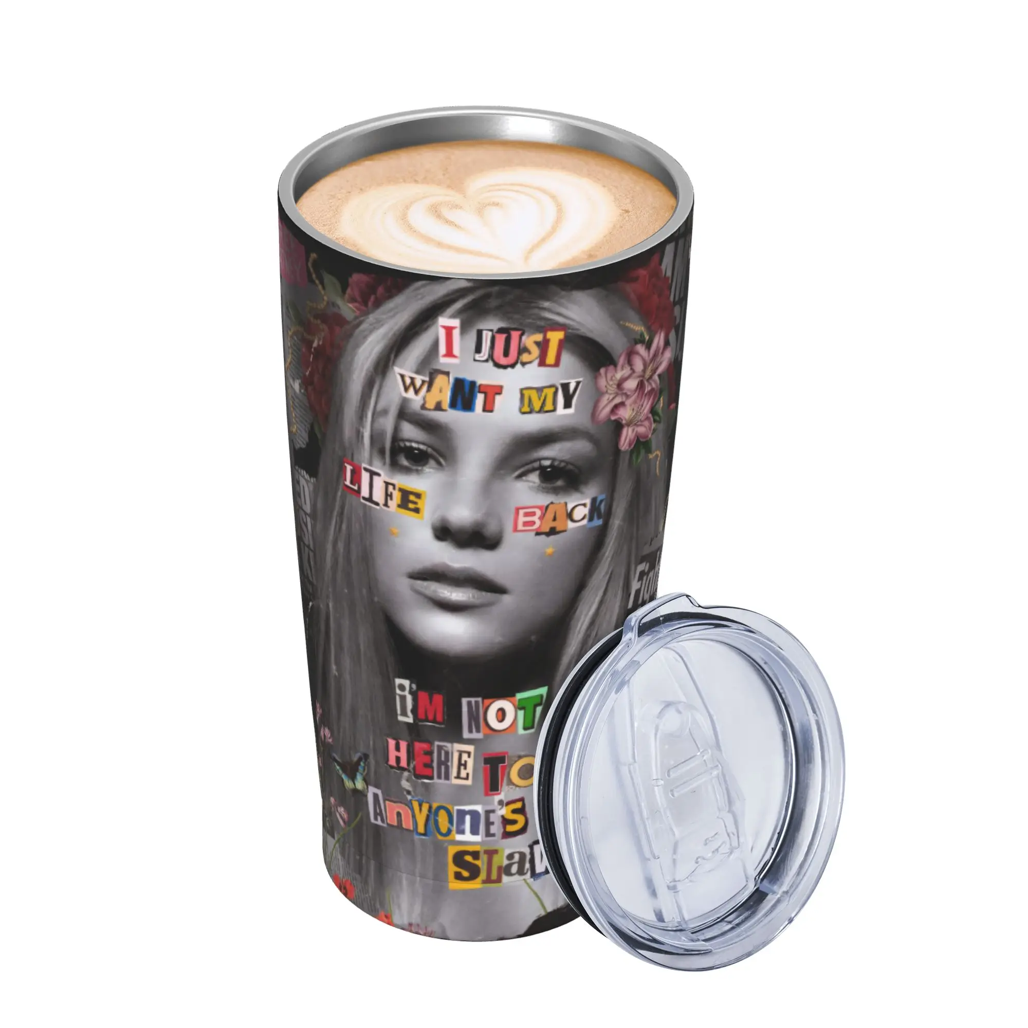 Singer Britney Spears Tumbler Vacuum Insulated  Thermal Cup Vacuum Flask Office Home Mugs Spill Proof 20oz
