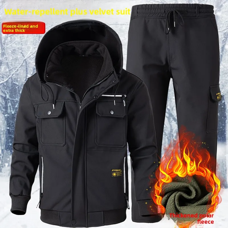 

Утепленный зимний рабочий костюм для мужчин и женщин, водонепроницаемый, ветрозащитный, теплый, из полиэстера, с длинными рукавами, на молнии, с капюшоном...