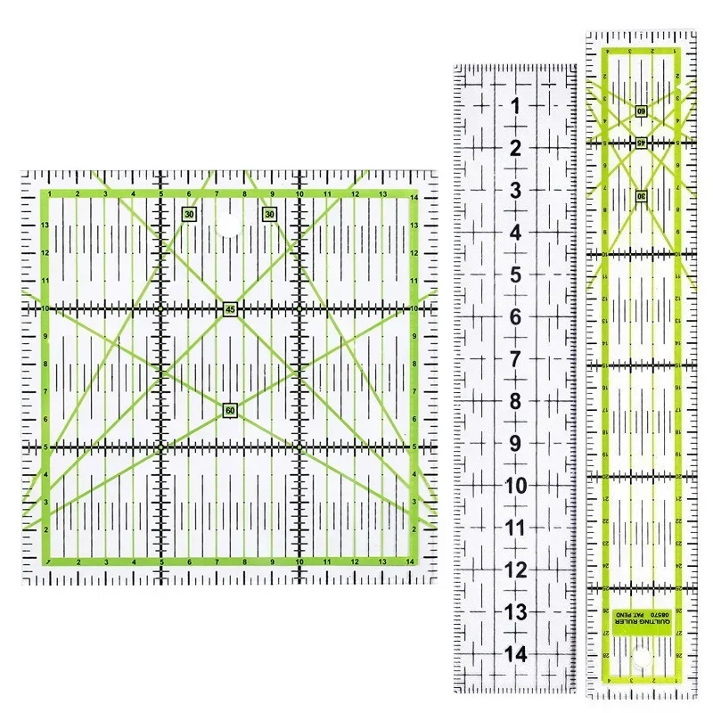 1/2 Chiếc Quilting Miếng Dán Cường Lực Thước Vải Vải Cắt Thước Acrylic May Cai Trị DIY Đan Thủ Công Tay Phụ Kiện May Vá