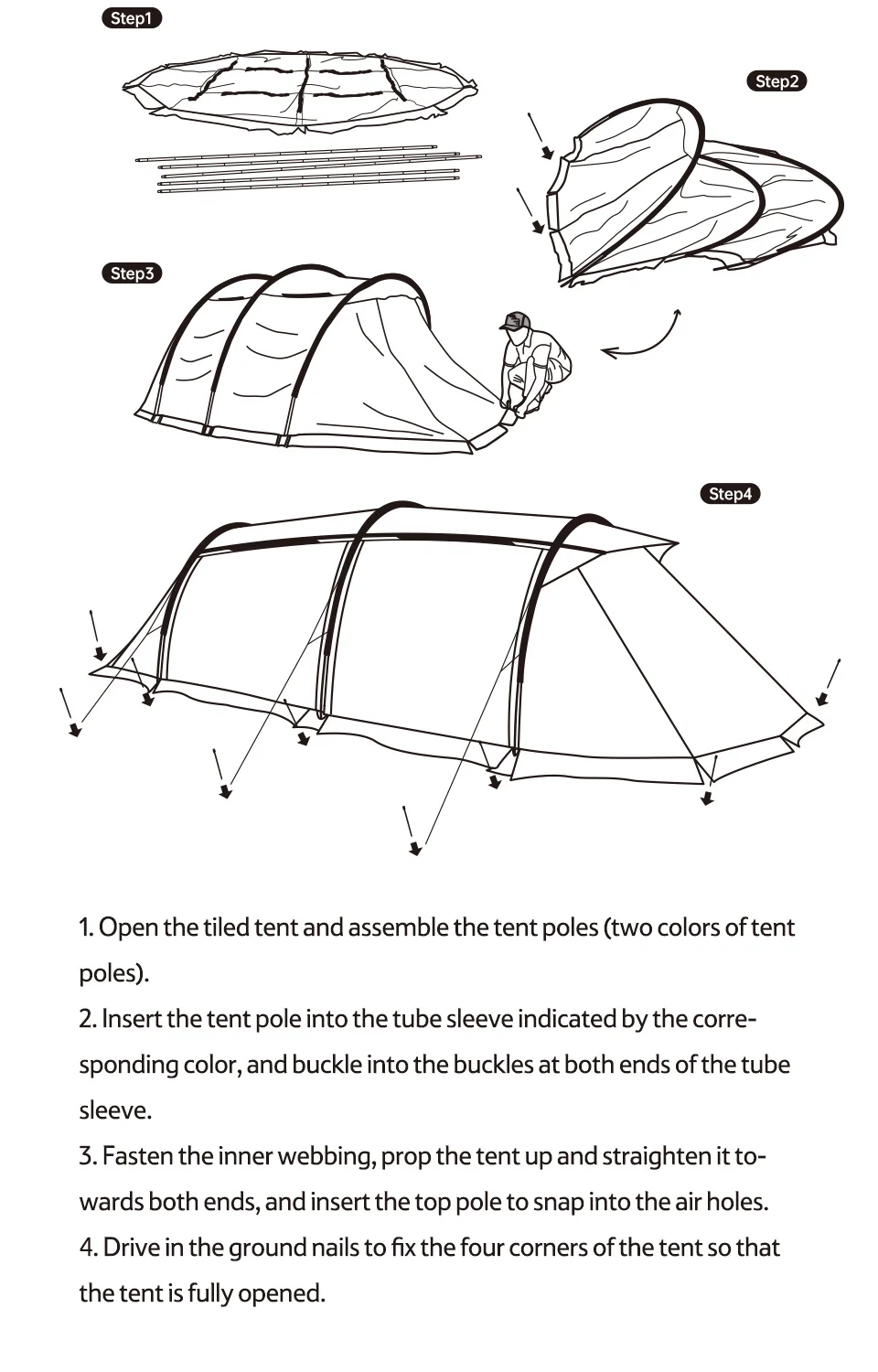 Naturehike Widder-Tunnelzelt, Camping, Outdoor, für 4–6 Personen, großes Raumzelt, 4-Jahreszeiten-Zelt, erweitertes Zelt, Familien-Reisezelt, wasserdicht – Detail 10