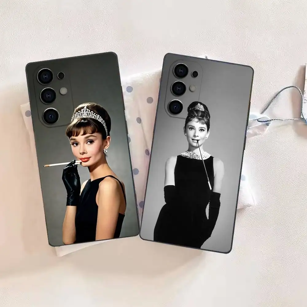 Goddess A-Au-drey H-Hepburn Phone Case For Samsung S26,25,24,21,22,21,20,10,9,8,7,6,Ultra,Plus,Fe, Lite Black Cover