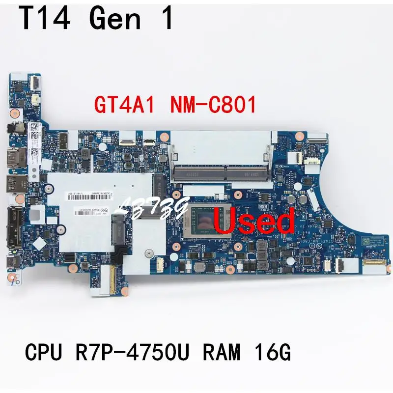 

NM-C801 For Lenovo ThinkPad T14 Gen 1 Laptop Motherboard CPU R7-4750U UMA 16G FRU 5B20Z25391 5B20Z25418 5B21B88794