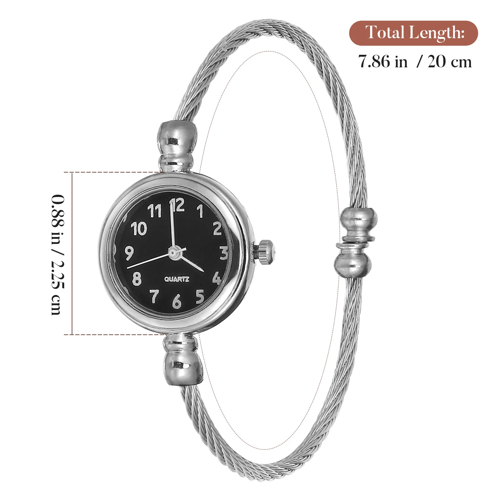 ساعة كوارتز رقمية للنساء باللون الأسود، ساعة يد أنيقة بسوار للارتداء اليومي، هدية أنيقة مقاومة للماء