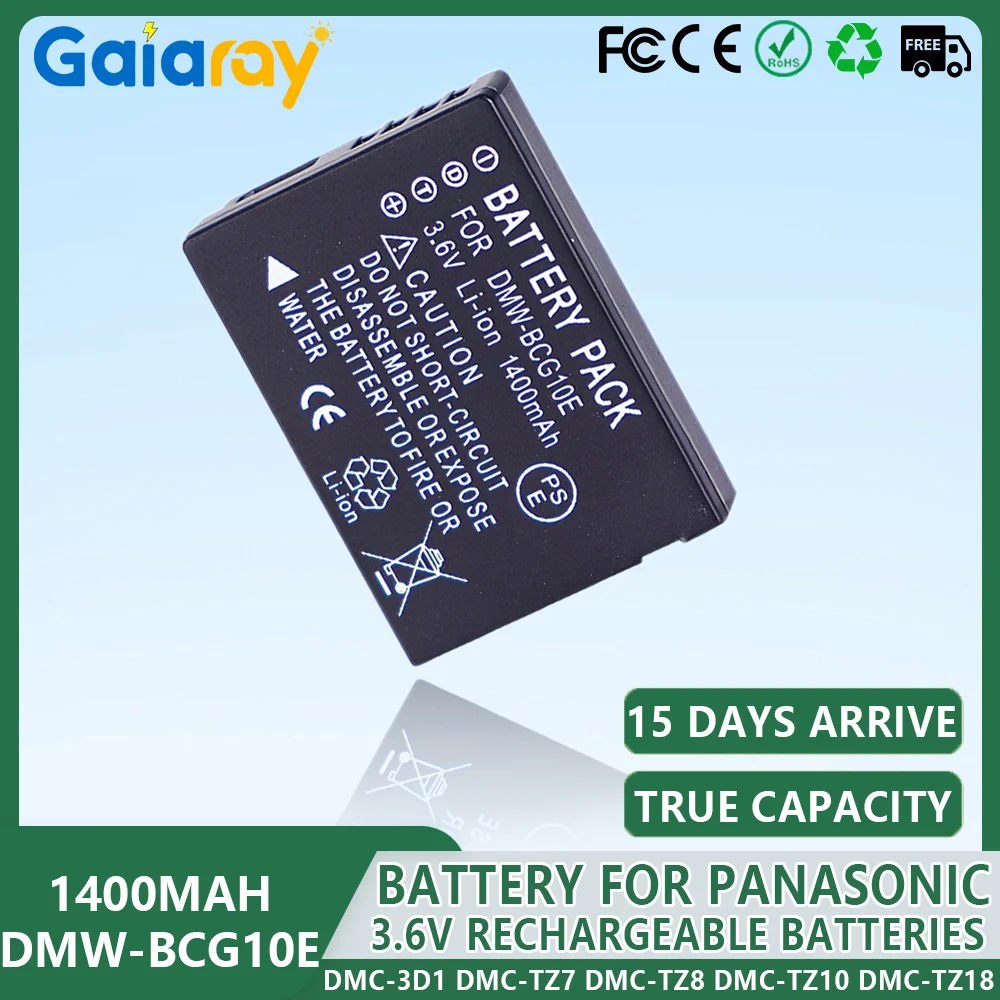 1400mAH DMW-BCG10 BCG10 BCG10E Battery For Panasonic Lumix DMC-3D1 DMC-TZ7 DMC-TZ8 DMC-TZ10 DMC-TZ18 Digital Camera Battery