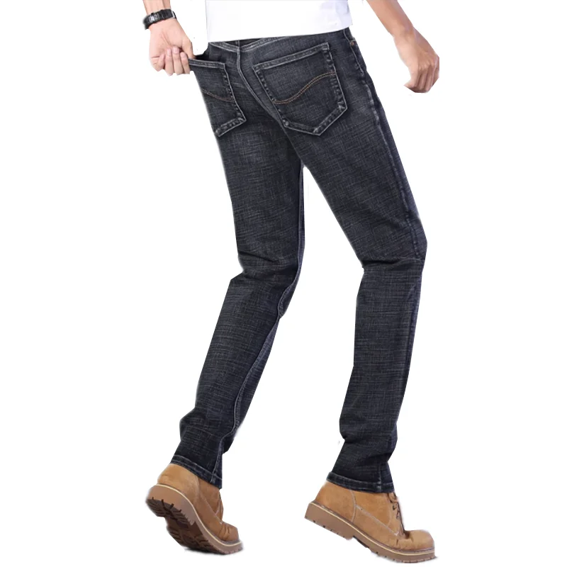 Fashion Men Business Casual Jeans 2023 New Men's Solid Color Small Elastic Casual Pants Size 28-40