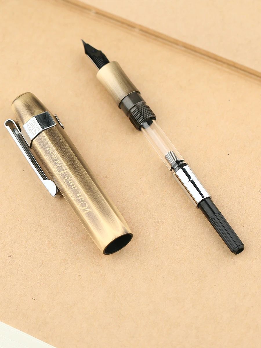 MAJOHN Alpha All Copper Vintage Travel Short Fountain Pen EF/F/Small Bent Nib Ink Pocket Pen Aluminum Alloy Office School Pen