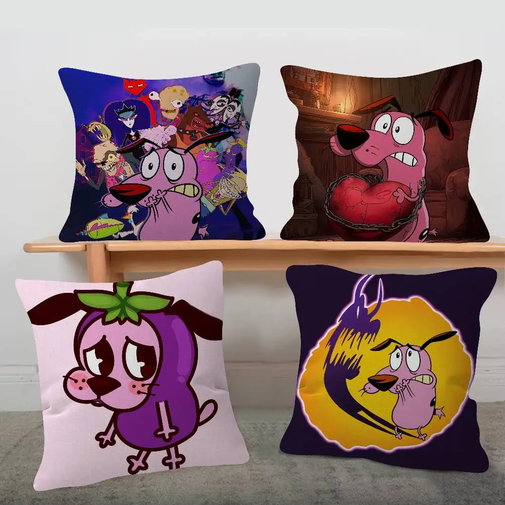Anime COURAGE The Cowardly Dog Cute Cartoon Two-dimensional Pillowcase Bedroom Sofa Cushion Cover Nap Pillow Cover