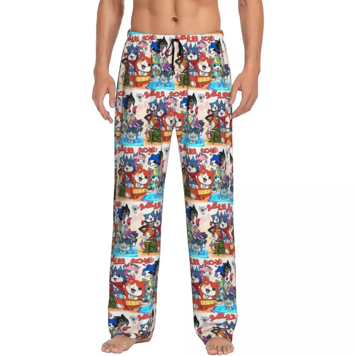 

Пользовательские часы Yo-Kai, пижамные штаны с героями мультфильмов, мужская одежда для сна, штаны для сна с карманами