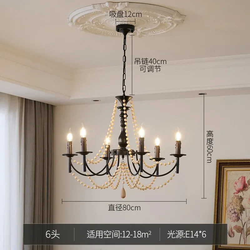 الفرنسية الرجعية خمر شمعة الثريات LED E14 الحديد الفن الأسود مُثبتة في السقف ضوء غرفة المعيشة غرفة نوم مطعم المطبخ مقهى