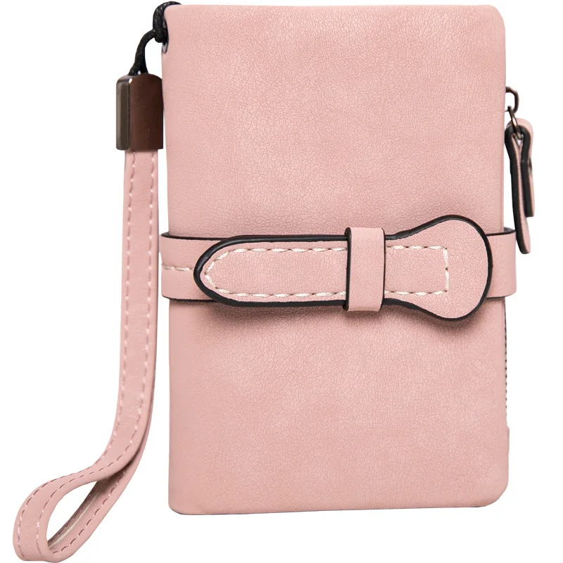 Women Small Bifold Leather Wallet Rfid Blocking Multifunction Lady Short Purses Wristlet With Card Holder ID Window Coin Purse