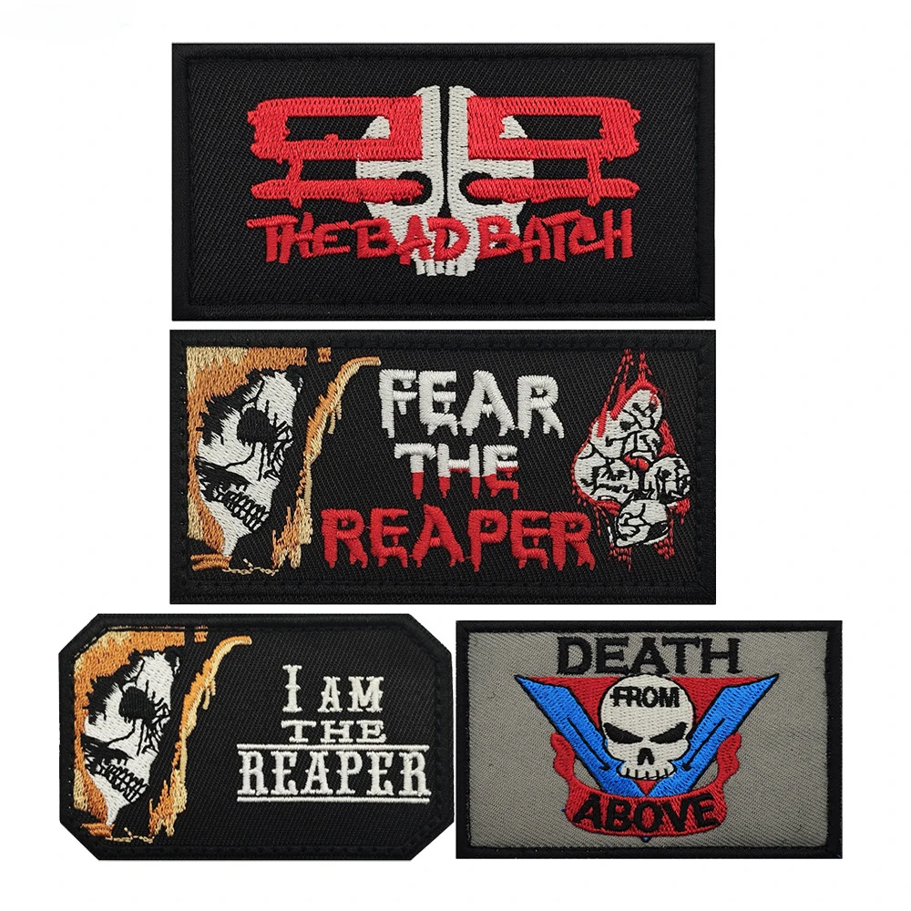 FEAR THE REAPER Tactical Patch Embroidered Hook&Loop Patches I am the Death God Morale Badge Military Backpack Clothes Stickers