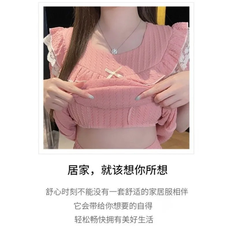 5XL Plus Size Princess Style Pajamas Women's Summer with Chest Pads Cotton Short-sleeved Shorts Loungewear Can Be Worn Outside