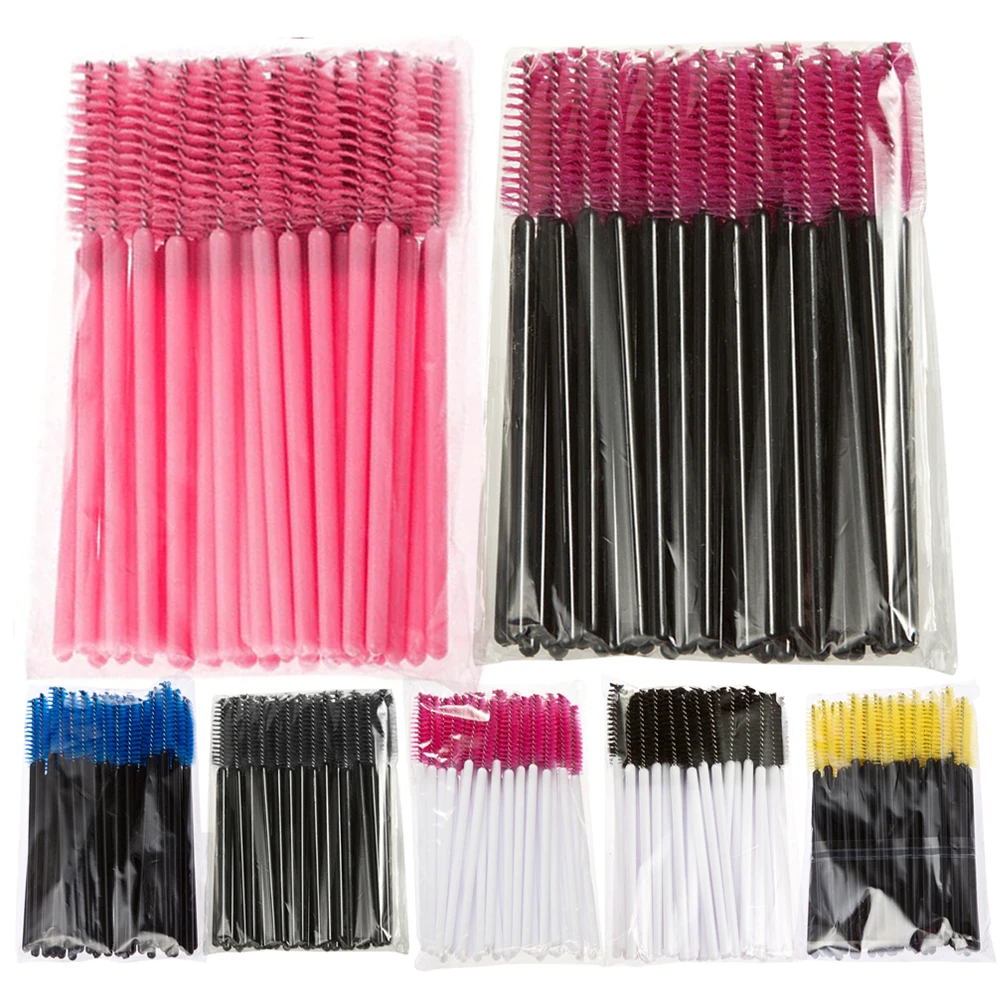 Brosse à cils jetable, baguettes de Mascara, applicateur, bobines de maquillage, 50 pièces