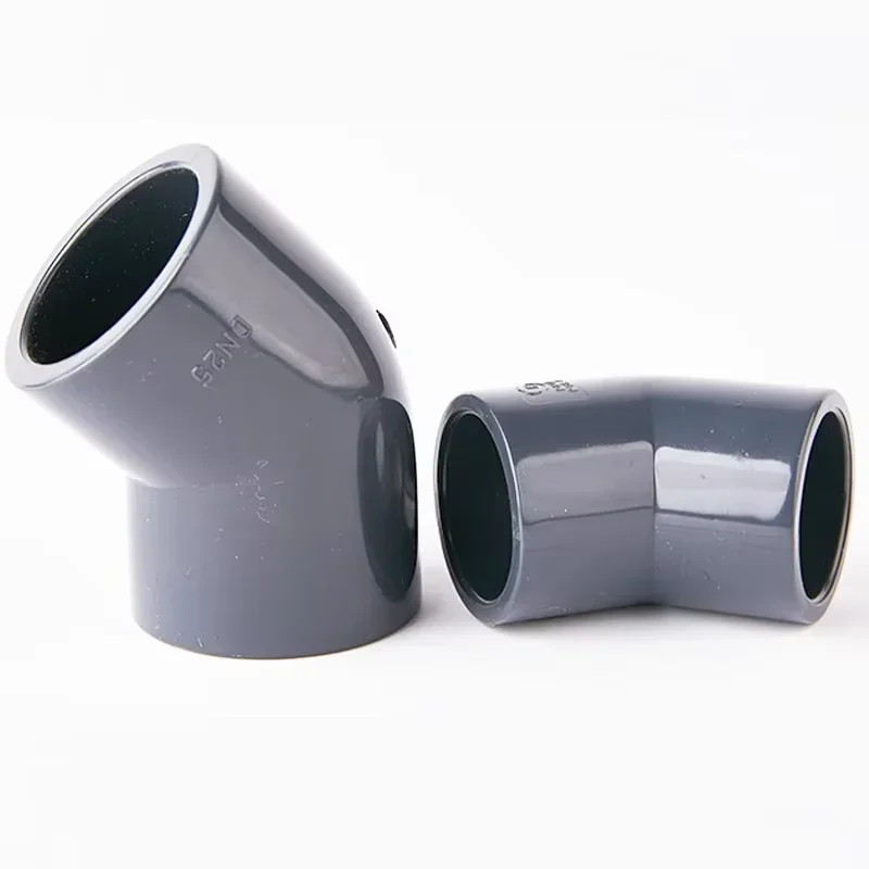 20/25/32/40/50/6-110mm UPVC 다크 그레이 블루 45 °   팔꿈치 화학 물 공급 및 배수 파이프라인 PVC 파이프 피팅 조인트