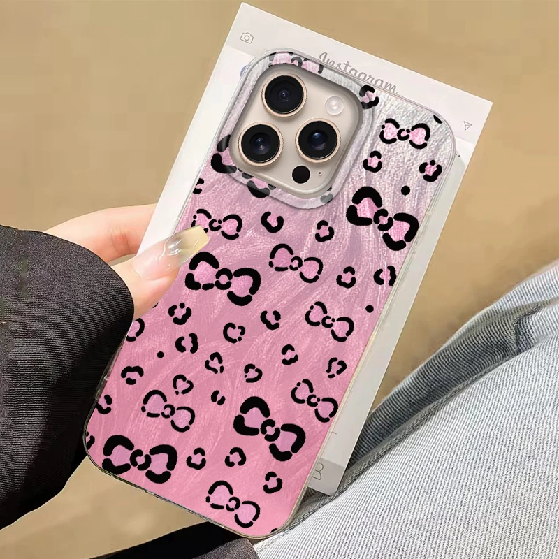 Luxus Laser Silber Rosa Schleife Knoten Hülle für iPhone 16 16e 15 14 13 Pro Max 7 8 SE 2022 stoßfeste Stoßstange Farbverlauf Schmetterling Funda