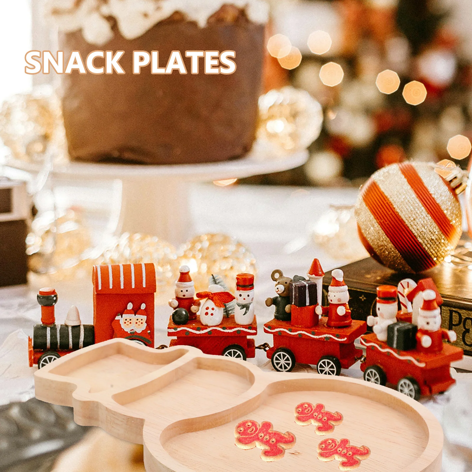 

Creative Snowman Wooden Serving Platter Holiday Themed Fruit Tray for Christmas Party Snacks Candy Nuts Desserts Kitchen Dining