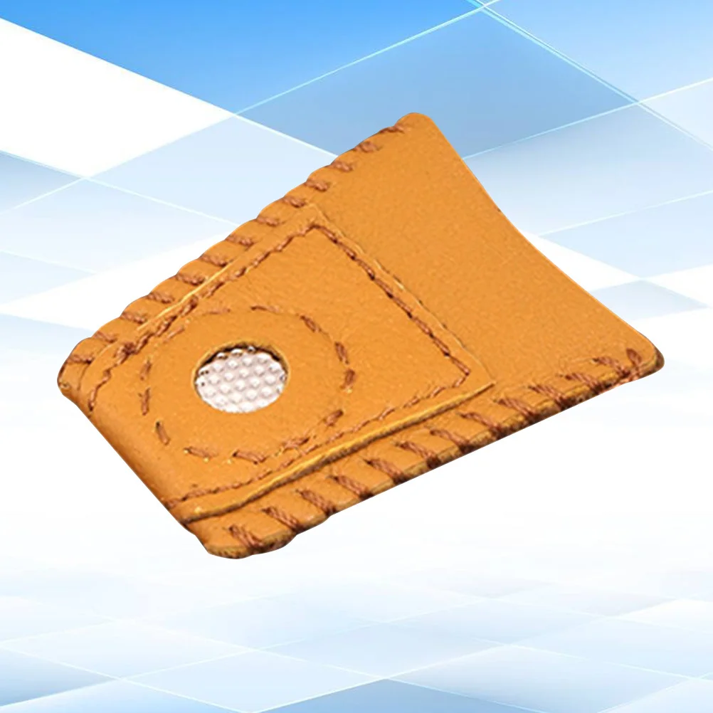 كشتبان إصبع حامي جلد الغنم البني لإبرة التلبيد الخياطة التطريز الحرفية Diy أداة #2